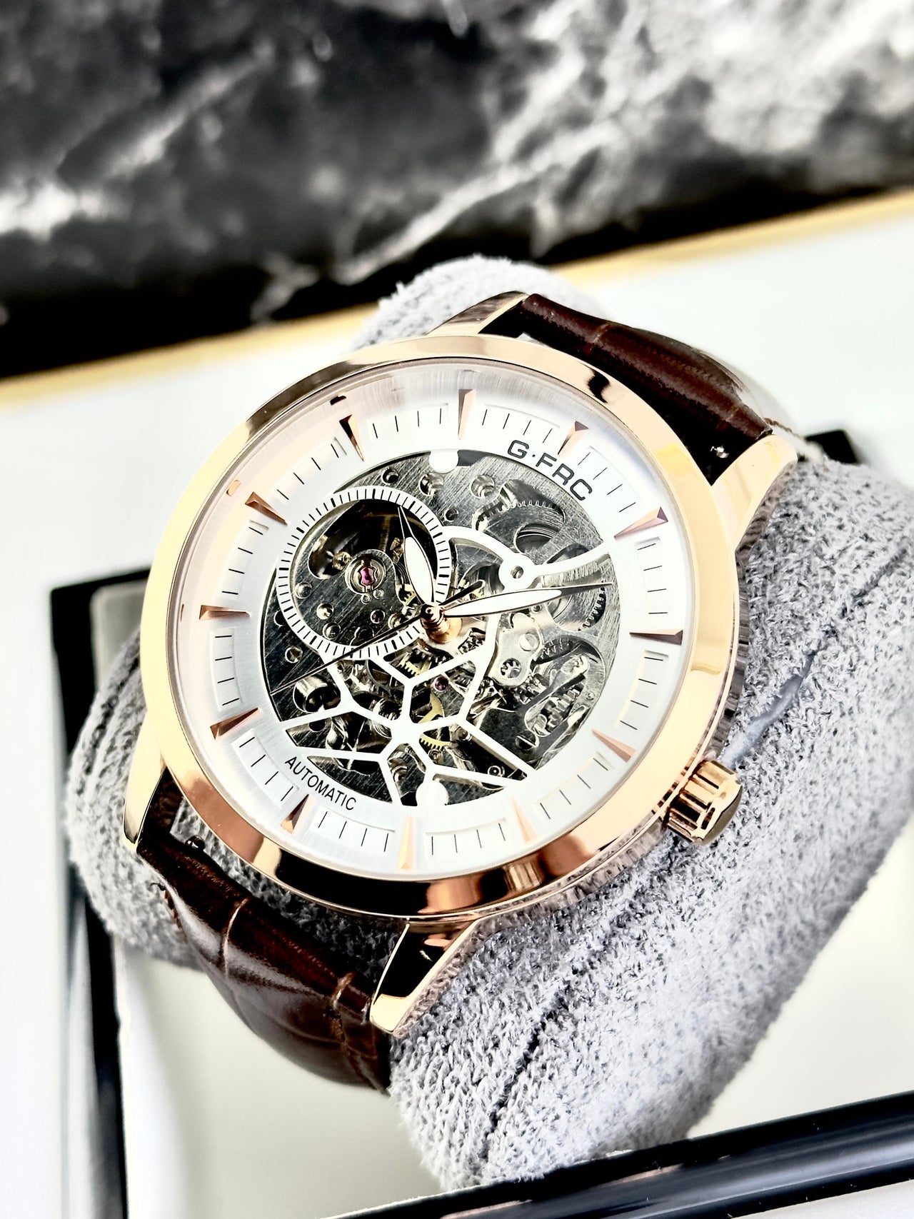 G-Force AUTOMATIC AT874A ROSE GOLD/ BROWN